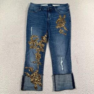 Anthropologie Pilcro Blue Jeans with Gold Embellishments